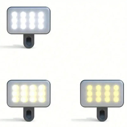 Luz de Relleno LED para Móvil con Clip – 3 Modos, Recargable y Regulable